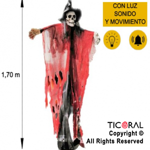 MUECA BRUJA CALAVERA CON LUZ MOVIMIENTO Y SONIDO 198 CM HALLOWEEN X 1